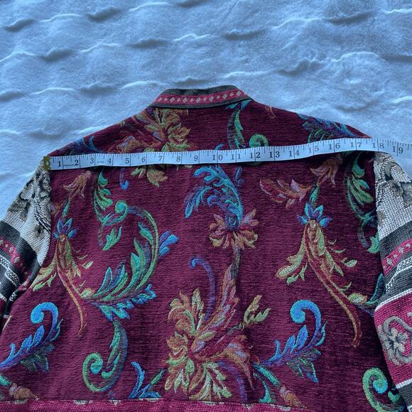 š„Vintage Sag Harbor Boho Floral Tapestry Blazer Jacket Front Button Pockets 12 - Picture 14 of 14